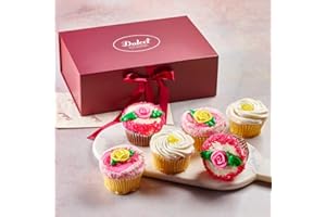Dulcet Gift Baskets Favorite Mothers Day light and fluffy Vanilla Cupcake Gift Box 6 Count Great for Wife, Mom, Women & Her