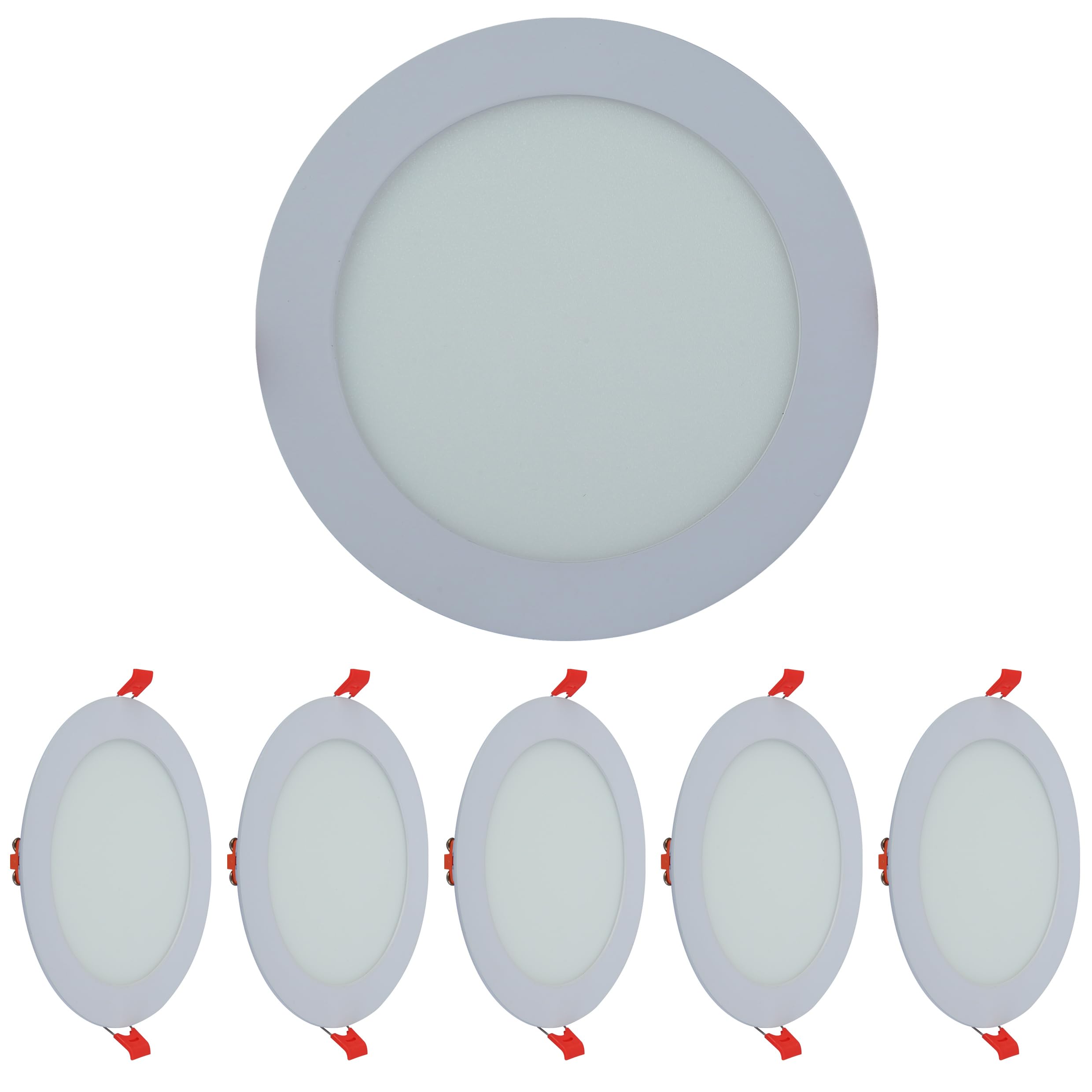 TEKLED LED Round Recessed Ceiling Light | Flat Panel Ultra Slim 170mm Downlight | 12W 1100LM 3000K Warm White | for Home Kitchen Office Shop Industrial Use | 5-Pack [Energy Class G]