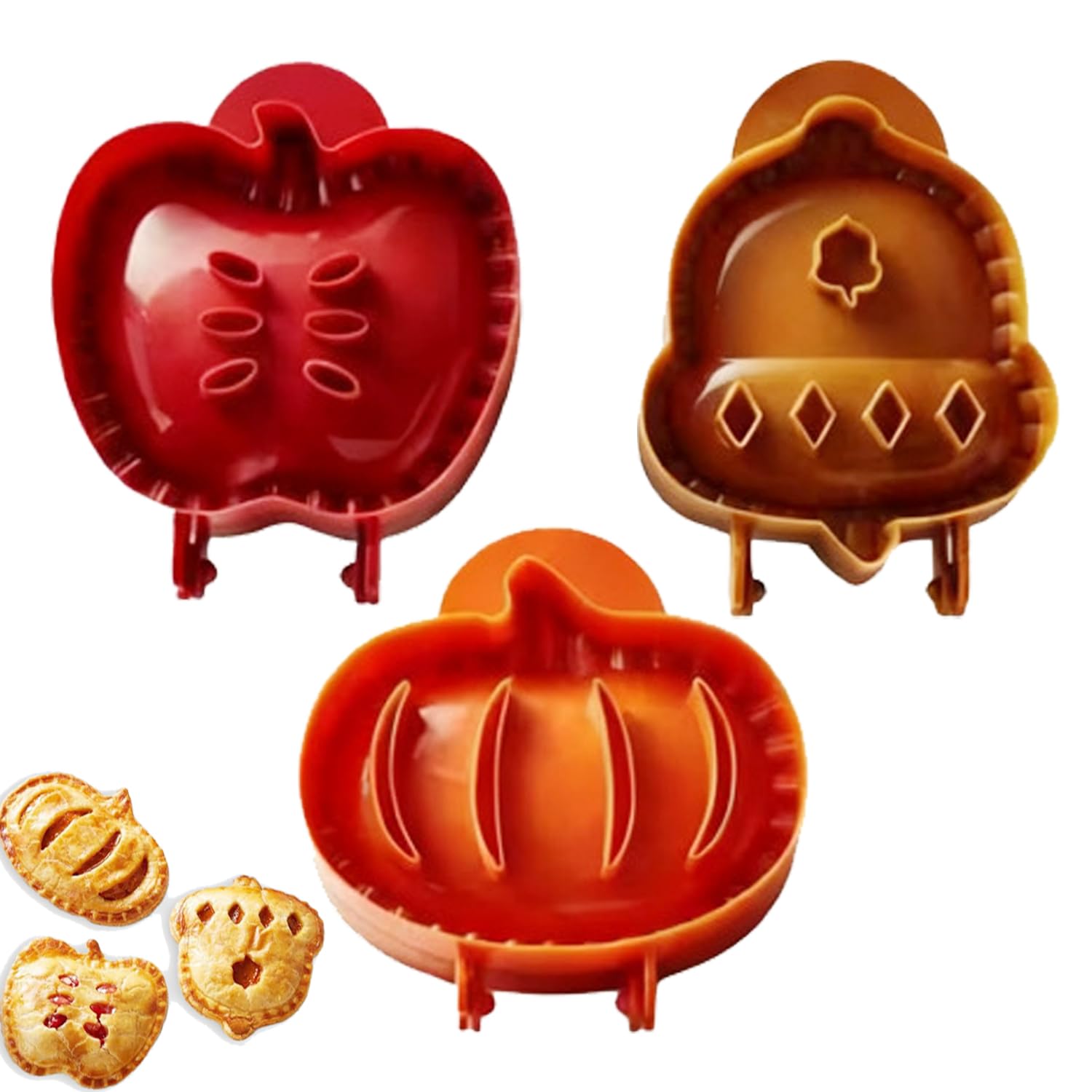 Photo 1 of 3 Pieces Mini Pie Molds, Party Potluck Hand Pie Molds, Holiday Mini Pies Mould Dough Press Mold Tool, Fall Apple Pumpkin and Acorn Shapes Pocket Pies Maker