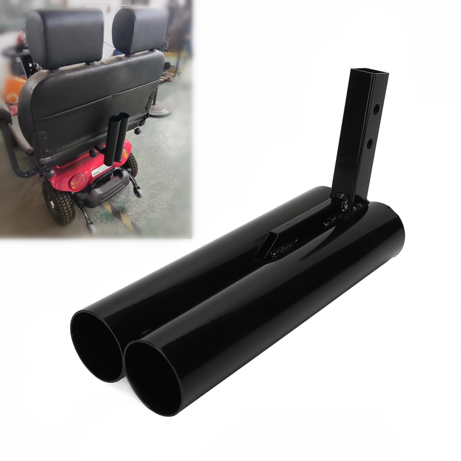 Cane Holder for Mobility Scooters Double Tube Stainless Steel Cane Holder for Walkers Elderly Wheelchairs Prevent Stick Chafing Secure Attachment for Umbrellas