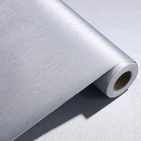 Amazon Com Peel And Stick Silver Brushed Metal Stainless Steel Contact Paper For Dishwasher Fridge Refrigerator Stove Appliances Self Adhsesive Vinyl Film Stainless Steel Wallpaper Removable 15 7x117 Inches