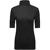 OThread & Co. Women's Half Sleeve Turtleneck T-Shirt Basic Stretch Layer Comfy High Neck Top