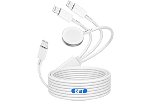 QZVOO Apple Watch Charger USB C for iPhone&Watch, Upgraded 3 in 1 iWatch Charger Fast Charging Cord 6ft, Magnetic iWatch Charging Cable for Apple Watch Series Ultra 9/8/7/6/SE/5/4/3 & iPhone 14/13/12