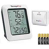 TempPro TP60 Digital Hygrometer Outdoor Thermometer Wireless Temperature and Humidity Gauge Monitor Room Thermometer with 500ft/150m Range Humidity Meter Temperature Indicators (Previously ThermoPro)