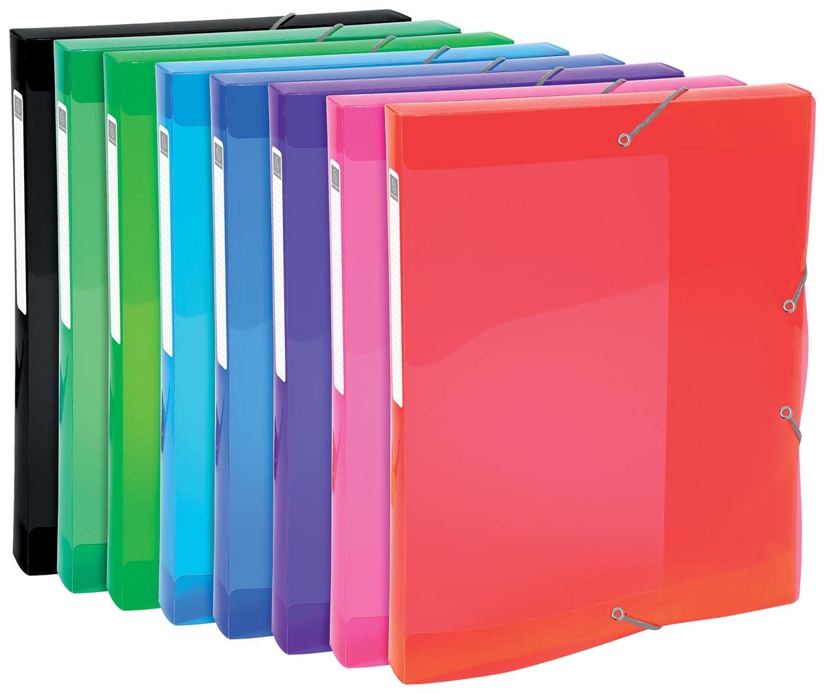 Exacompta - Ref. 59670E - 1 filing box with Iderama rubber bands - in semi-translucent polypropylene - spine 2.5 cm - dimensions 25 x 33 cm - for A4 - 8 random colors - delivered assembled