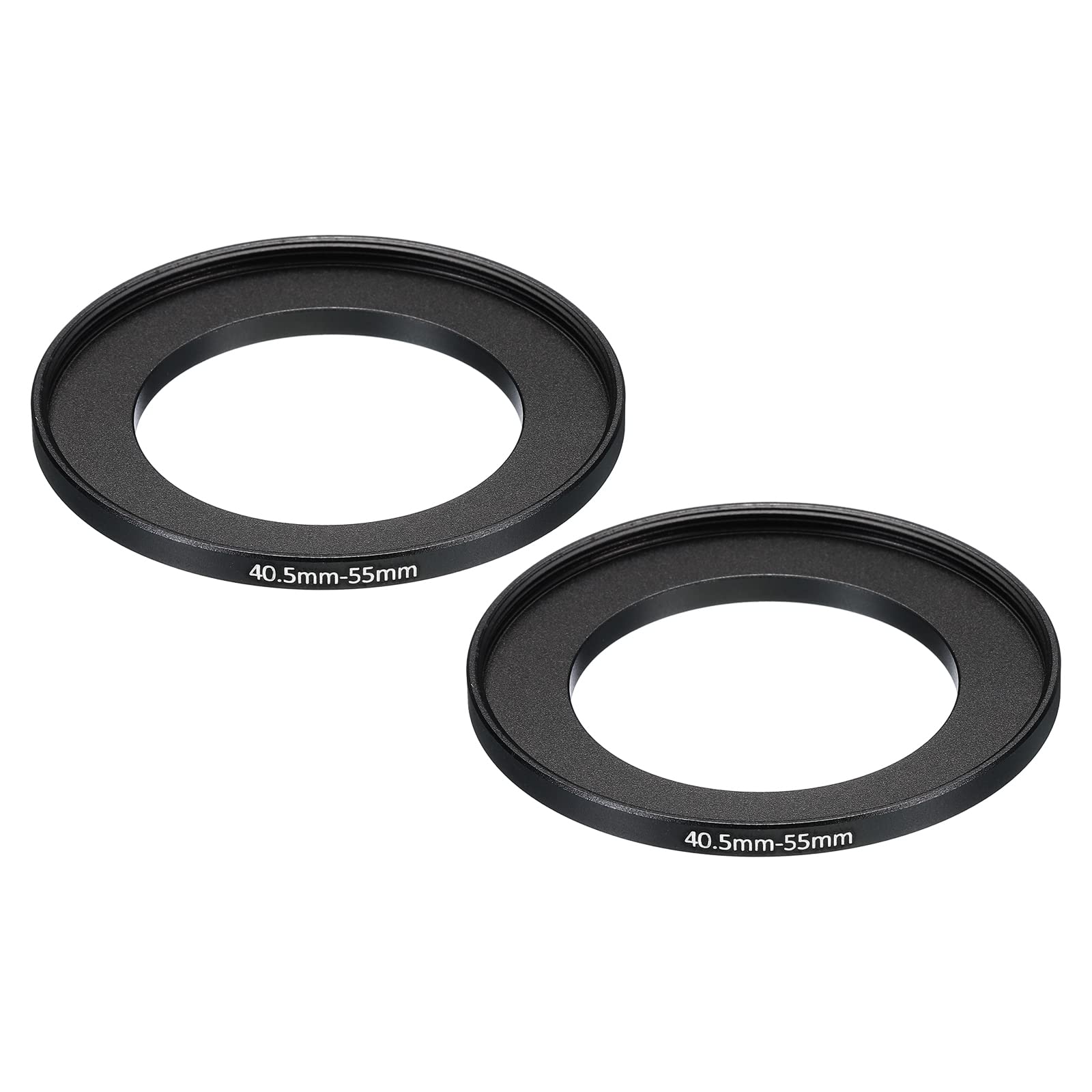 PATIKIL 40.5mm-55mm Metal Step Up Ring, 2 Pack Camera Lens Filter Adapter Ring Aluminum Filter Adapter Ring for Camera Lenses Hood, Black