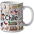 Lotacy Chile Symbols Colorful Coffee Mug - 11 oz Ceramic Mug, Chile Souvenir and Gift Idea for Chilean Men and Women