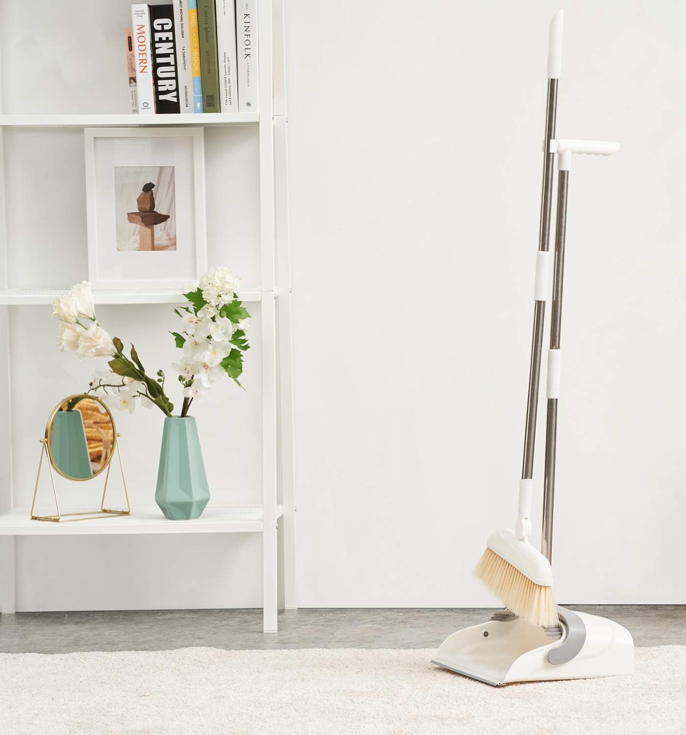 Magnetic Broom and Dustpan Set Standing with Adjustable Long Handle and Rotating Head for Home Kitchen Lobby Office Floor Cleaning: Kitchen & Dining
