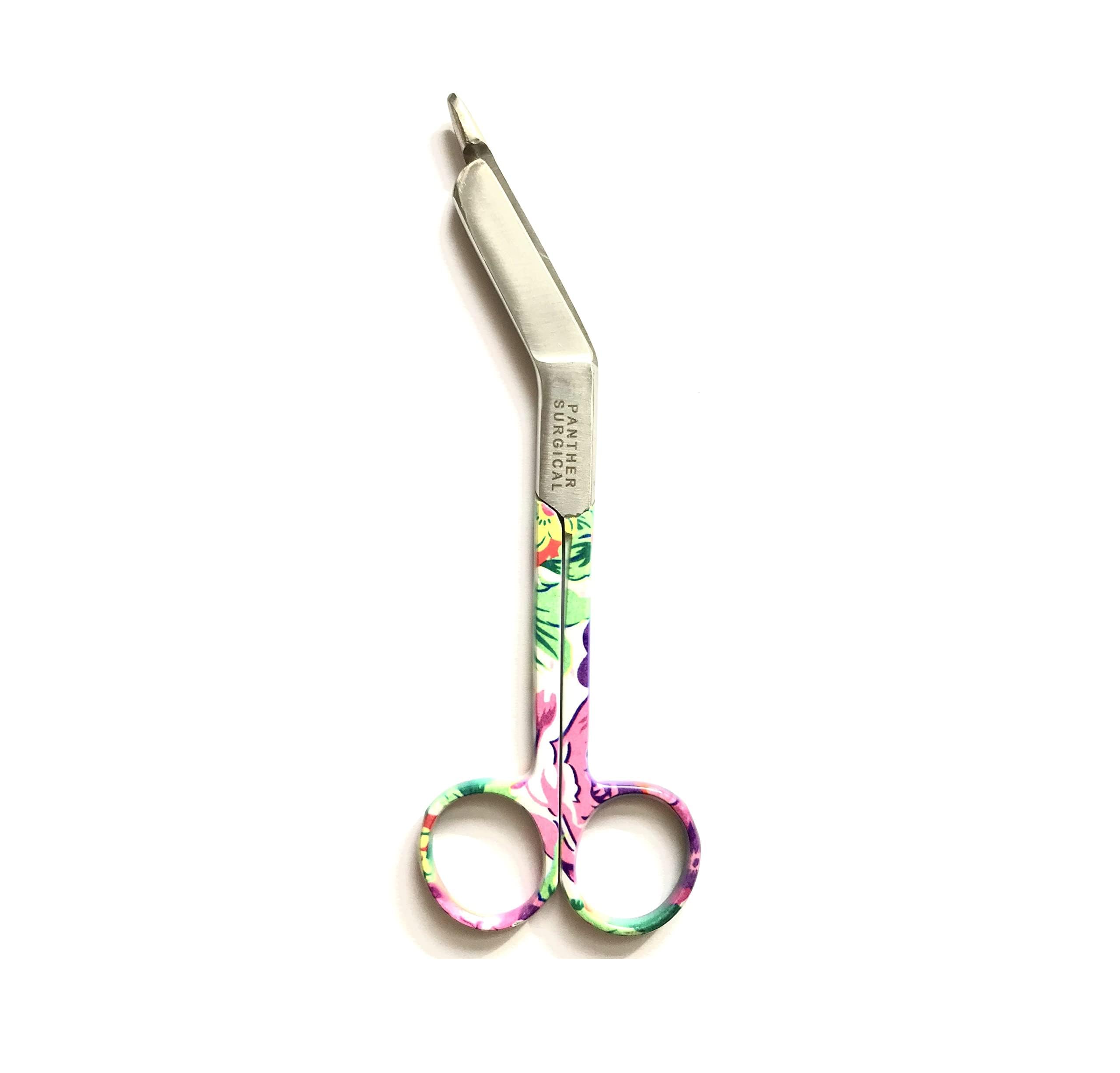 Stainless Steel 5.5 inch Nursing Lister Bandage Scissors Multi Colored Tough Cut First Aid Utility First Aid Bandage Scissors (Flower Pattern)