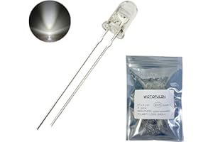 WOTOFULIN 5mm White LED Diode Lights 100pcs DC 3V 20mA Round Clear Lens Electronics Components Light Emitting Diodes LED Light Bulbs