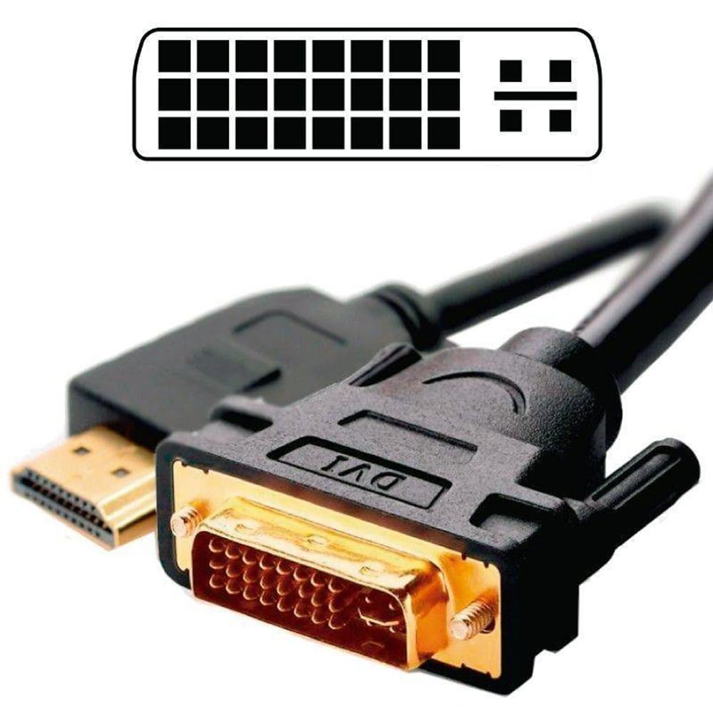 KALEA-INFORMATIQUE DVI MALE (DVI-I DUAL LINK 24+5) to HDMI MALE (19 POINTS) cable. Cable length 1.8M
