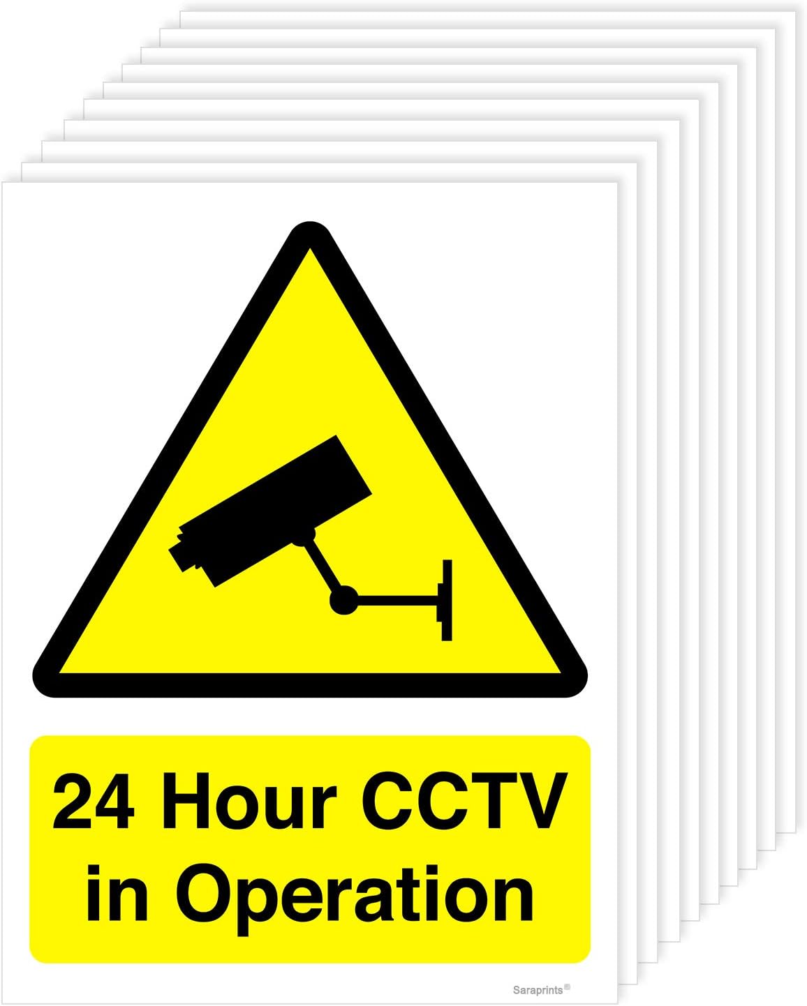 Pack of 10 Security Signs For Home, Surveillance Sticker 150mm x 200mm Self Adhesive Waterproof V1084