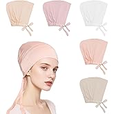 Avxzbef 5Pcs Islamic Muslim Under Hijab Cap Inner UnderScarf for women Inner Under Scarf Hat Hijab Cap with Tie Back Closure