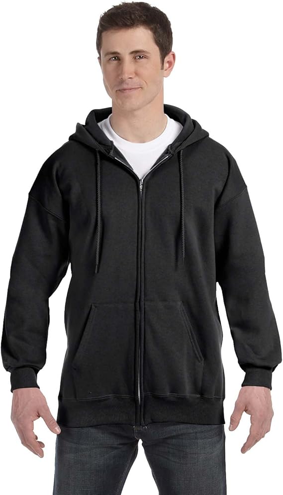 Hanes Ultimate Cotton Fleece Fullzip Men's Hooded Sweatshirt Black