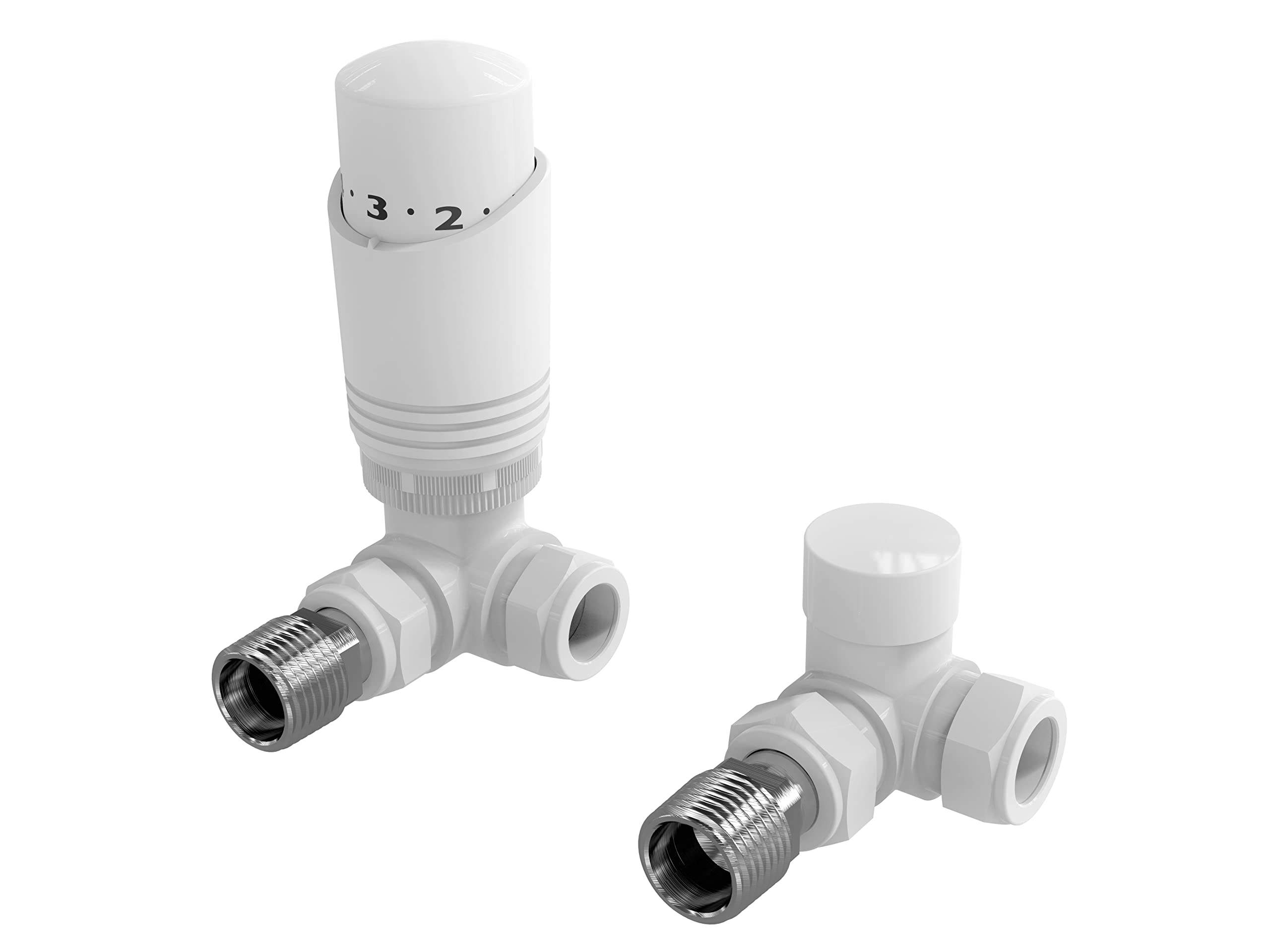 White Thermostatic Radiator Valve Angled Corner or Straight White Radiator TRV Thermostat Valves (Corner)