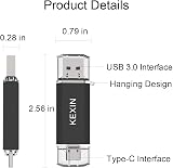 KEXIN 128GB USB C Flash Drive USB 3.0 Dual OTG Type C Memory Stick Black view 7