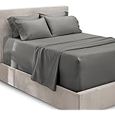Hearth & Harbor Extra Deep Pocket King Size Sheets Sets - Fits Mattress 18-24 Inches Deep - Extra Deep Pocket Sheets - 6 Piece King Size - Grey