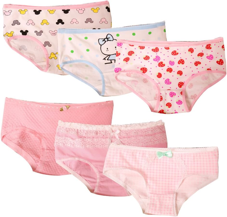 OULU Women Big Girls Cotton Panties Set Brief Underwear Cute Candy Color Low Rise Bikini,6 Pack L1802 12-16 Girls,One Size L1802 for 12-16 Girls