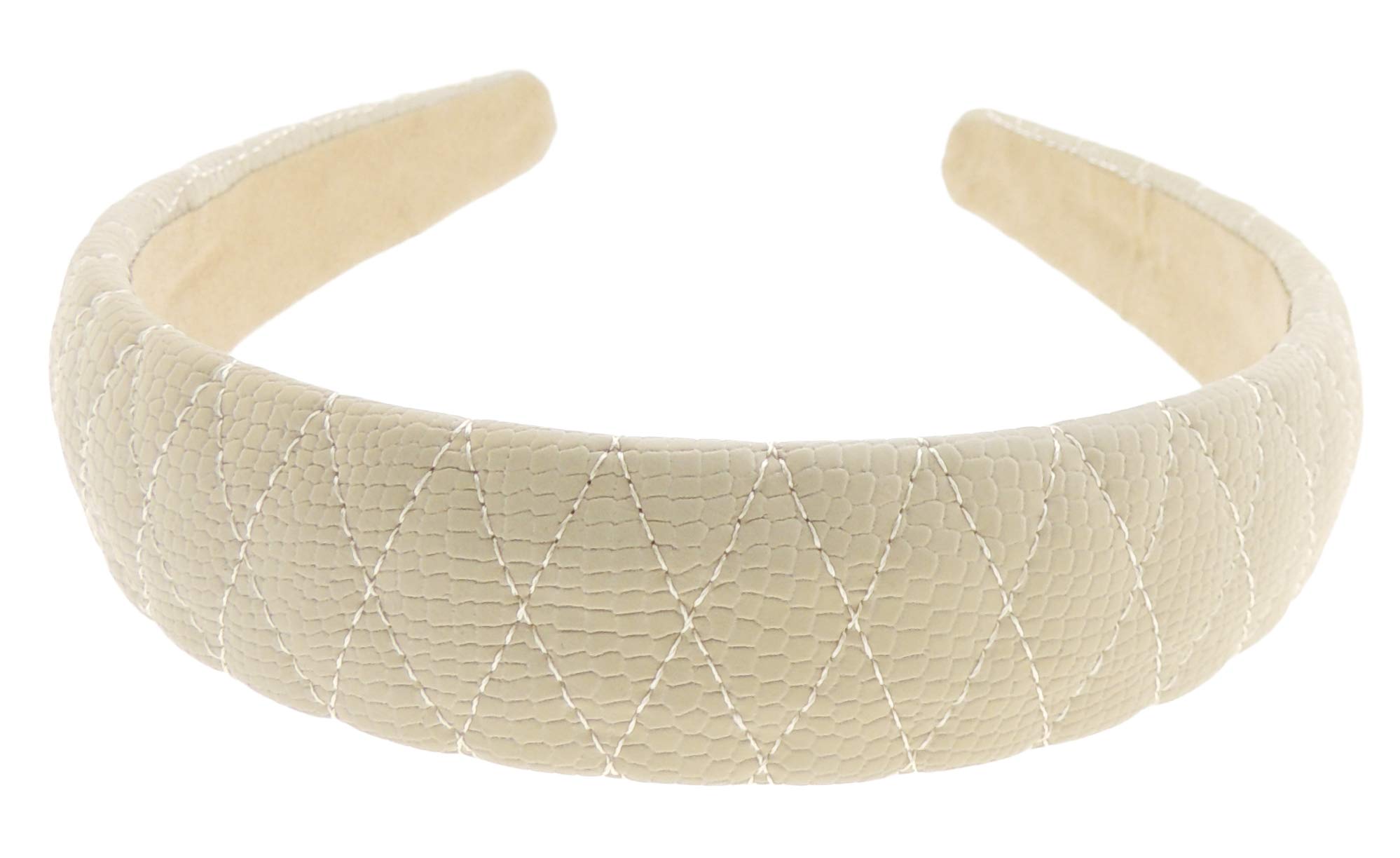 Girls Women Velvet Winter Evening Winter Suede Look Quilted Wedding Party Birthday Bridal Christmas Birthday Bridesmaid Headband Alice Band Hair Accessories Hairband (Beige)