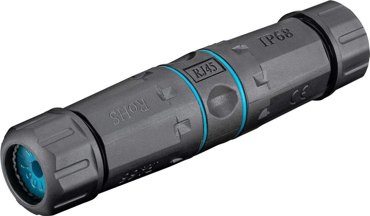 Goobay 44416 Outdoor (IP68) LAN Network Cable Connector, CAT 6A UTP Shielded, Dustproof and Waterproof, LSA Mounting, Tool-Free, 500 MHz Bandwidth