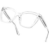 JFXQDR Women's Oversized Blue Light Blocking Glasses, Cat Eye Computer Gaming Glasses Anti Eyestrain & UV Glare RF6217 (Clear Cateye Frame)