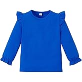 Magic Park 12M-14Y Toddler Girl Long Sleeve Blouse Kids Solid Color Tee Little Girls Ruffle Cuffs T-Shirt Winter Casual Tops