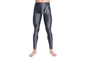 Ausing Men's Leggings Oily Shinny Tight Long Pants Sport Glossy See Through Stretch Trousers Shiny Gym M-XXL