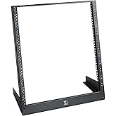 RIVECO 12U Desktop Rack for Audio & Network Devices 19 Inch 2 Post Open Frame Shelf with Reinforced Beam, Free Standing Racks for IT Server Sound AV Music Recording Equipment