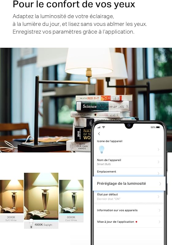 Ampoule Connectée Alexa E27, Blanc Lumière du jour LED Dimmable L520E