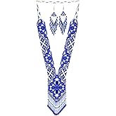 Weavish Long Beaded Necklace – Boho Native Handmade Seed Bead Tassel Necklace, Bohemian Large Statement Beaded Necklace for Women