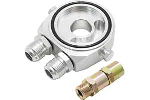 JUUDDENPARTS Silver Tone M20x1.5 1/8 NPT Automotive Parts, Universal Car Aluminum Alloy Oil Filter Cooler, Sandwich Thread Pl