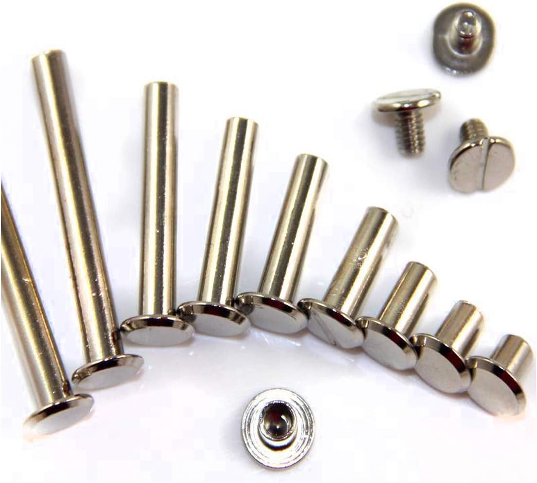 (4pcs) 5mm Chicago Screws Binding Nickel Plated Scrapbook *9 Sizes* (5mm x 20mm (H411))