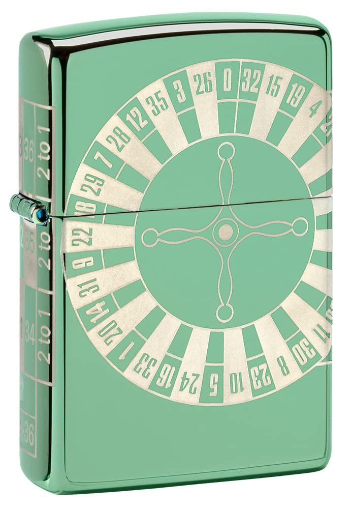 Zippo Windproof Lighter - Roulette Model - 360 Photo Image, High Polish Green - Refillable - Reusable - Windproof Design - Gift Box - Made in USA