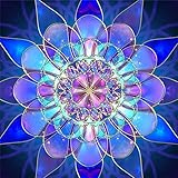 DIY 5D Diamond Painting by Number Kits Full Drill Rhinestone Embroidery Cross Stitch Pictures Arts Craft for Home Wall Decor,Geometric Blue Flower - 12x12inches