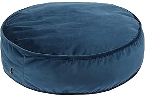 YIUOR Round Floor Pillow Cover Velvet Throw Seating Pouf Yoga Meditation Cushion Plush Case Reading Room Decor Cover Only (25.6IN, Dark Blue)