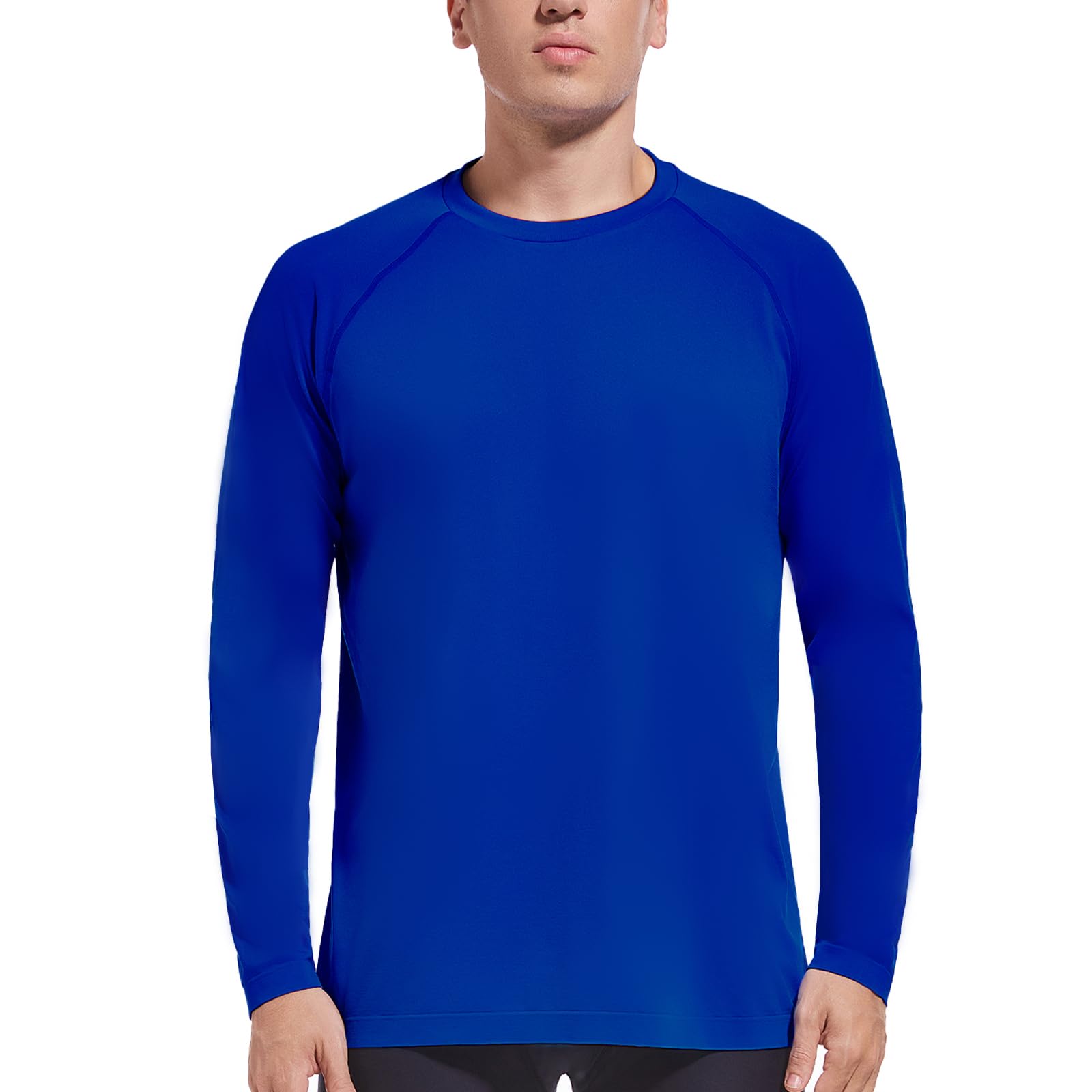 Photo 1 of +MD Long Sleeve Shirts for Men, Quick Dry, Moisture Wicking Shirts, Crew Base Layer, Navy, X-Large