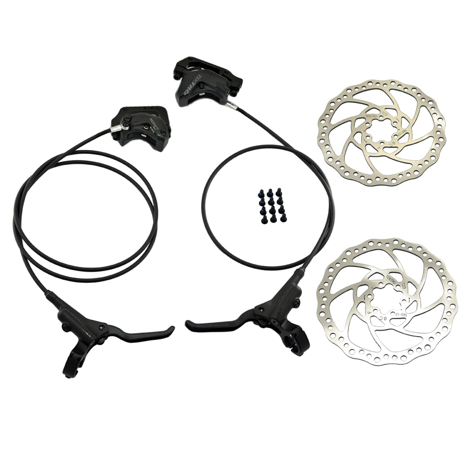 Tektro HD-M750 Hydraulic Disc Brake Set 4-Piston Caliper with 180mm Rotor, MH2008