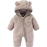 XIFAMNIY Newborn Baby Winter Snowsuit - Bear Outfit Fleece Warm Jumpsuit Romper Hooded Clothes for Infant Girls Boys