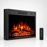 Garvee 23 Inch Recessed Electric Fireplace Insert, 1500W Heater with Remote | Adjustable flame and ember brightness with timer control creates realistic warmth and ambiance for any room.