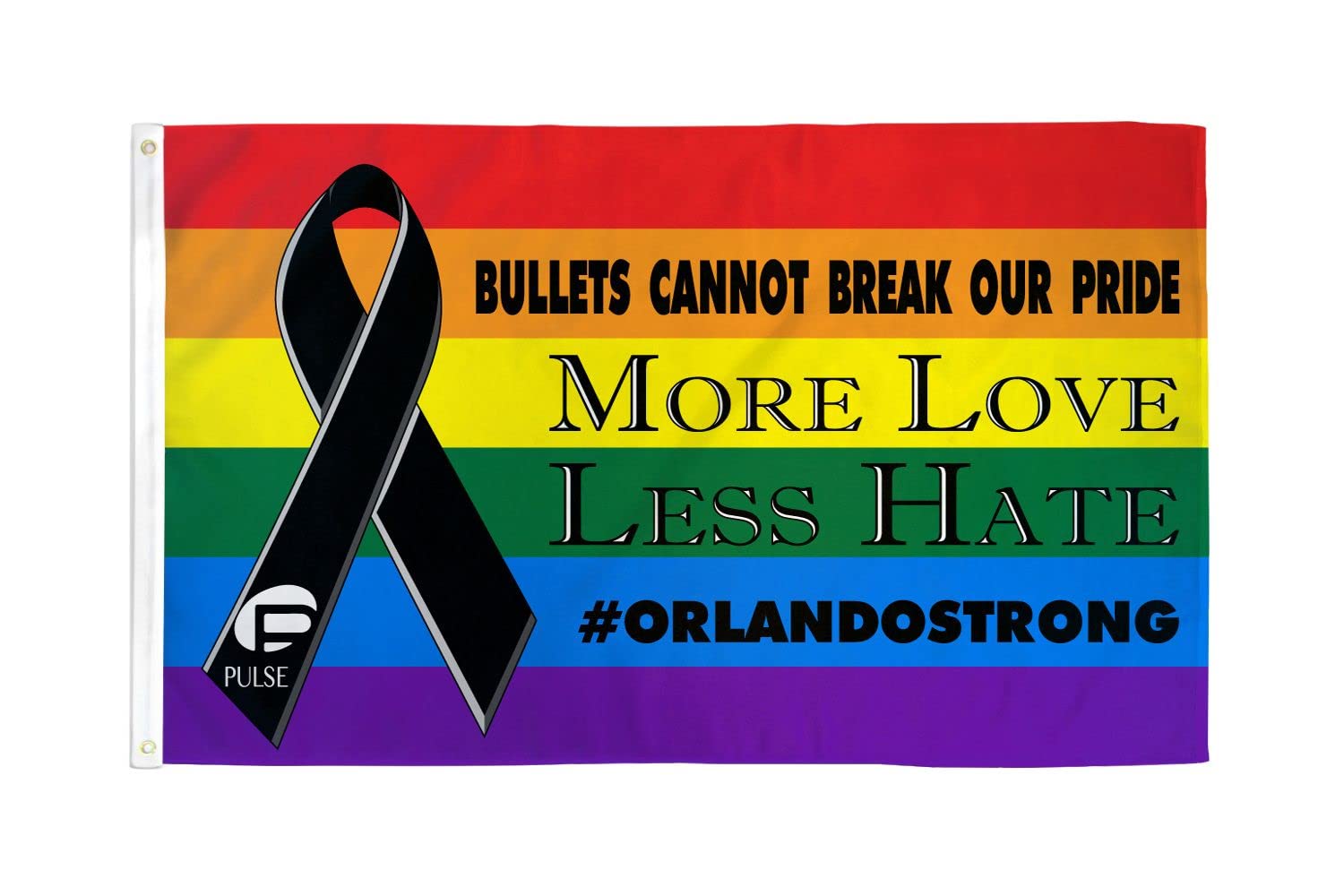 AZ FLAG - Rainbow Black Ribbon Flag - 3x5 Ft - 100D Polyester More Love Less Hate Banner with Two Metal Grommets - Fade Resistant - Vivid Colors - 3' x 5' Feet - 150x90 Cm