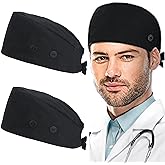 ABAMERICA Working Caps with Button and Sweatband, Adjustable Working Hats for Women Men, One Size(Tie Back or Toggle)