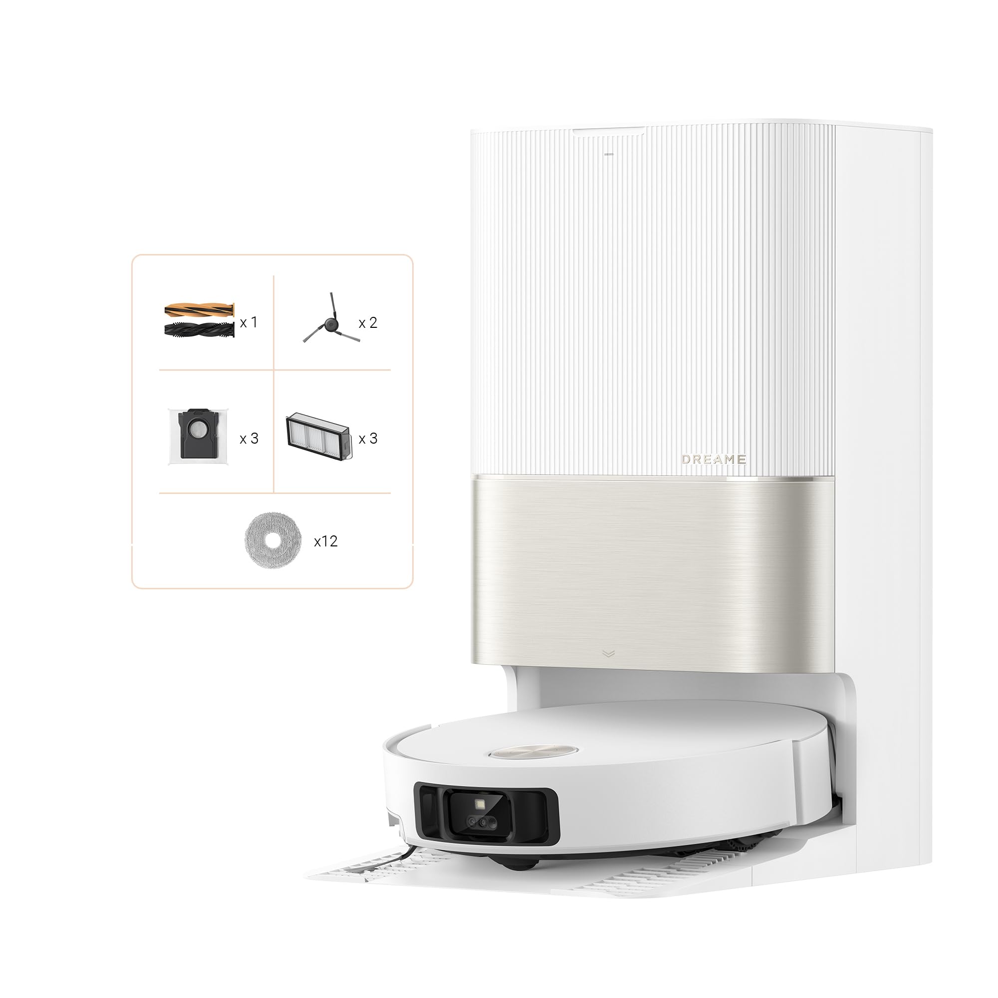 DREAME X50 Ultra Complete Robot Aspirateur Avec Station, 20000 Pa, 6 cm d'Escalade, 89 mm Fin, Brosse Latérale Extensible Et Serpillière, Nettoyage À 80°C, Brosse Double et Brosses Latérales Amovibles
