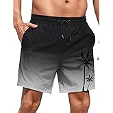 Lzzidou Men Swim Trunks with Mesh Liner 5 Inch Inseam Board Shorts Quick Dry Bathing Suit