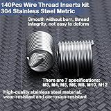 LEONTOOOL 140pc 304 Stainless Steel Wire Thread Inserts Repair Kit Assortment view 2