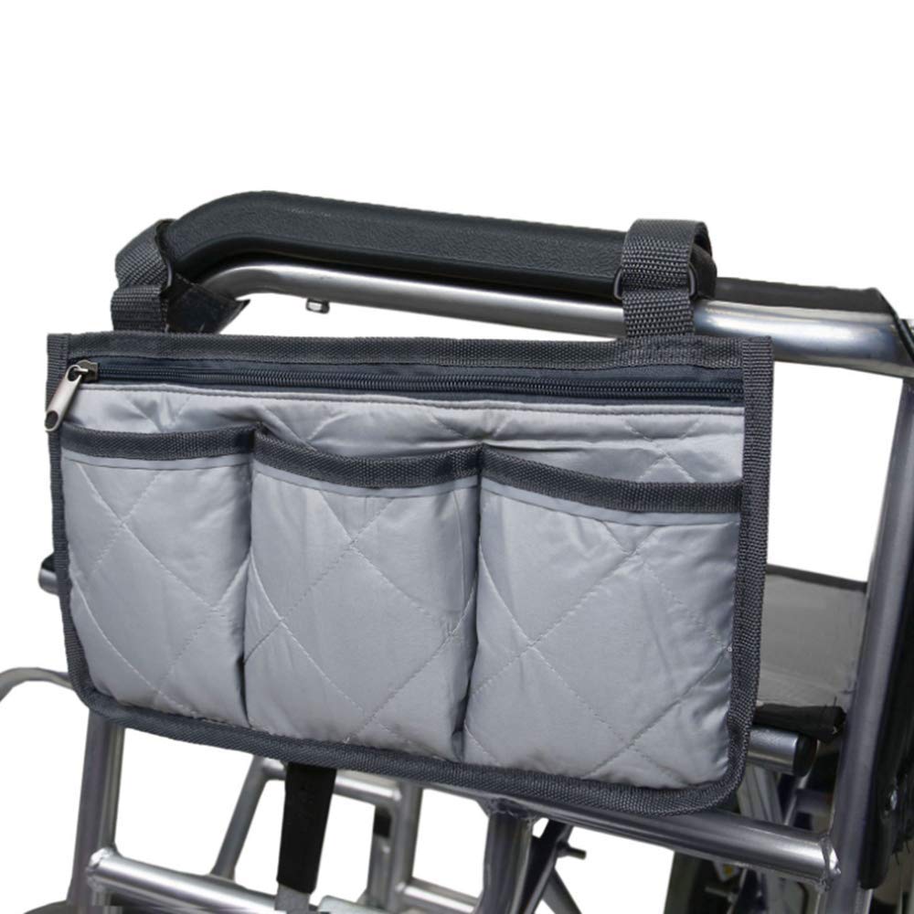 ITODA Wheelchair Side Bag with Reflective Strip, Waterproof Wheelchair Scooter Bag Armrest Storage Pouch Mobility Aid Universal Wheelchair Bag for Wheelchairs, Walkers, Armchairs
