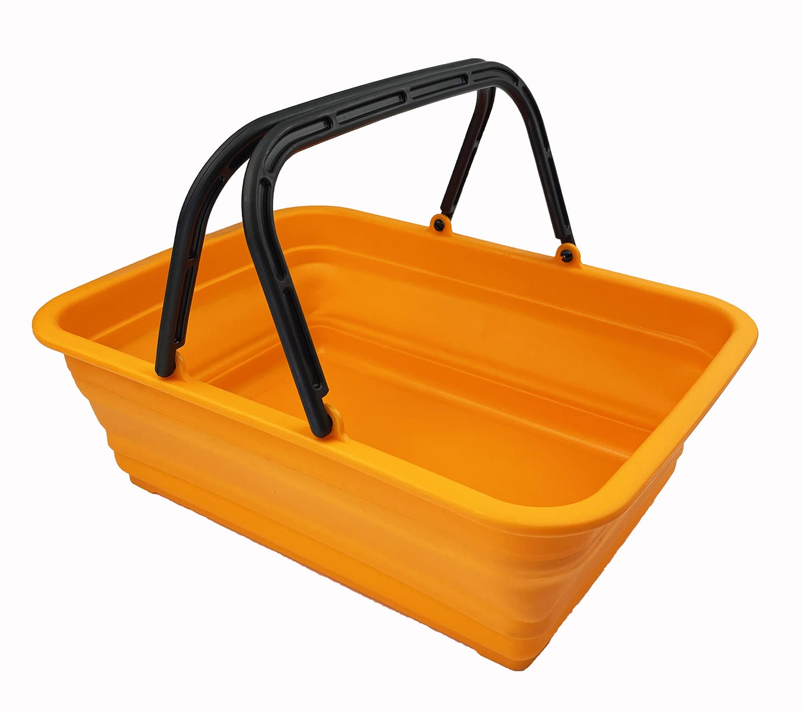 SAMMART 8L Collapsible Basket with Handle - Portable Outdoor Picnic Basket/Crater - Foldable Shopping Bag (Mandrain Red)