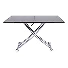 Corner Housewares Modern Multi-Purpose Dining Room Wheeled Transforming Adjustable Expanding X Lift Coffee and Dining Table, Walnut Wood Finish