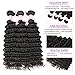 Brazilian Deep Wave Virgin Hair 3 Bundles with Middle Part Closure Natural Black(12 14 16+10)