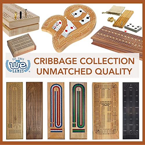 WE Games Wooden Cribbage Board Game Set, Continuous 3 Track for 23