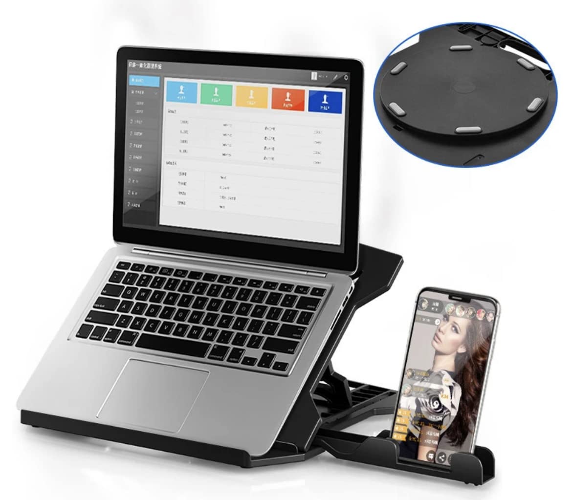 Orco Laptop Stand with Phone Holder and 360°Adjustable, Compatible with All Laptops/MacBook 13" 15" 17" (Black)